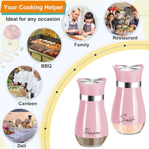UDQYQ Salt and Pepper Set,Salt and Pepper Shakers Sets with Glass Bottle, Stainless Steel Spice Dispenser Kitchen Accessories for Home,Kitchen, Restaurant, Dining Table (Pink) - Image 7