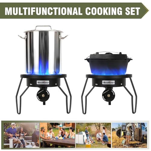 Image of BESTFIRE 16 inch Single Propane Burner 200,000 BTU Portable Gas Stove