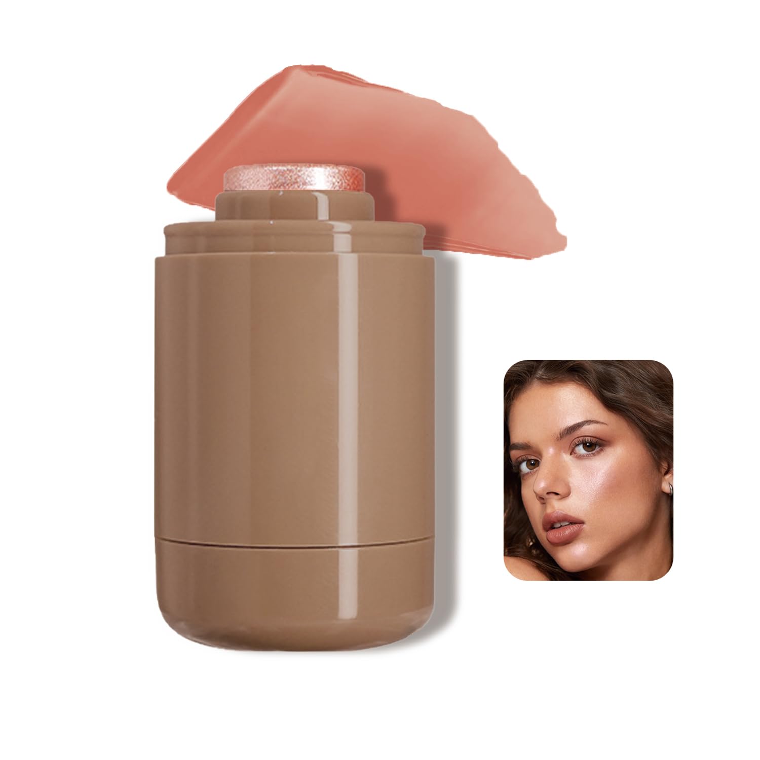 3-in-1 Cream Blush Stick for Cheeks, Lips, and Eyes, Lightweight and Blendable Blusher, Jelly Blush Stick for Mature Skin, Available in Pink, Red, Rare Beauty Blush Colors for Daily Makeup (#06)