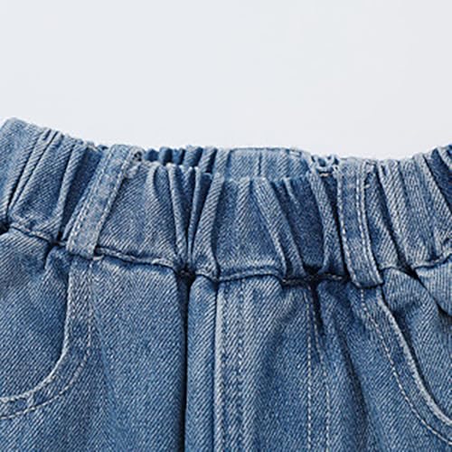 Cute Bunny Jeans for Kids Girls Wide Leg Denim Pants Tassel Elastic Waist Baby Baggy Vintage Patchwork Jeans2