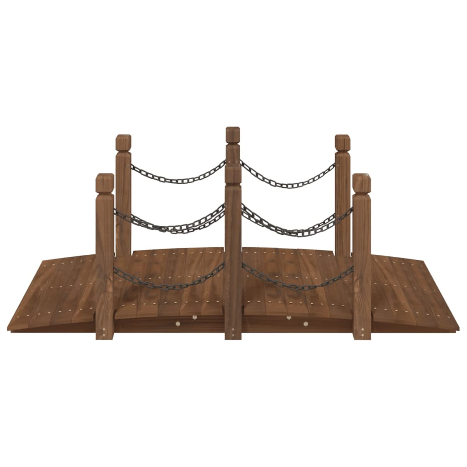 Puente de jardín con barandillas de cadena, 150 x 67 x 56 cm, abeto de madera maciza 290