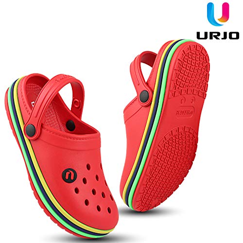 Image of URJO Rainbow Kid's Clogs /Sandals with Adjustable Back Strap Ultra Soft & Flexibility Anti Skid Comfortable Waterproof Daily Mules Clogs /Sandals Boy's & Girl's