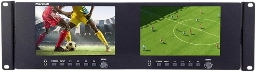 Marshall Electronics ML-702-V2 Dual 7Inch 1920 x 1200 LCD Rackmount Monitor with Tilting Rack Mount and Two Bar Audio Overlay