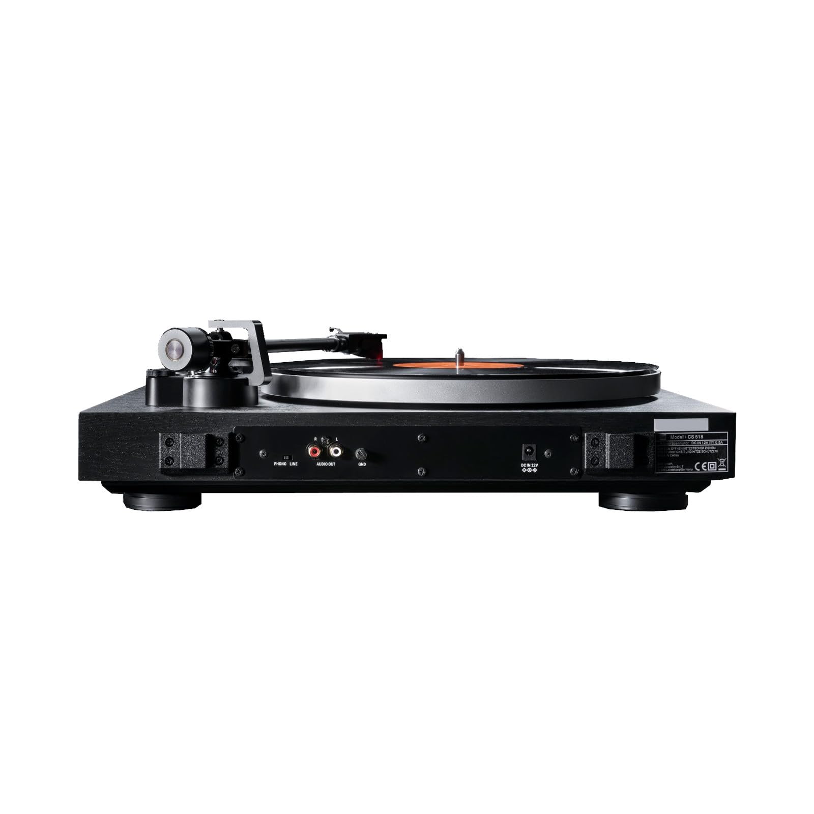 Dual CS 518 HiFi-Plattenspieler, Riemenantrieb, Manueller Vinyl-Plattenspieler mit integriertem Phono-Vorverstärker, DREI Geschwindigkeiten, Abstastsystem Ortofon 2M Red, Walnuss