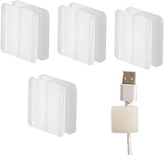 コードホルダー ナイトテーブル用,4個入り 粘着式 滑り止め コード整理用 | コードクリップ 配線整理 スマホ 充電器 コード固定 | ベッドサイド リビングルーム 学習机 寮 電話 パソコン 充電器用