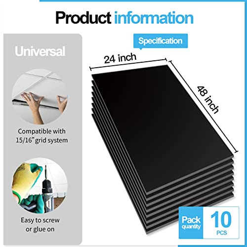 Image of Art3d 10-Pack Smooth Drop Ceiling Tiles, No Sag and Breakage, Black