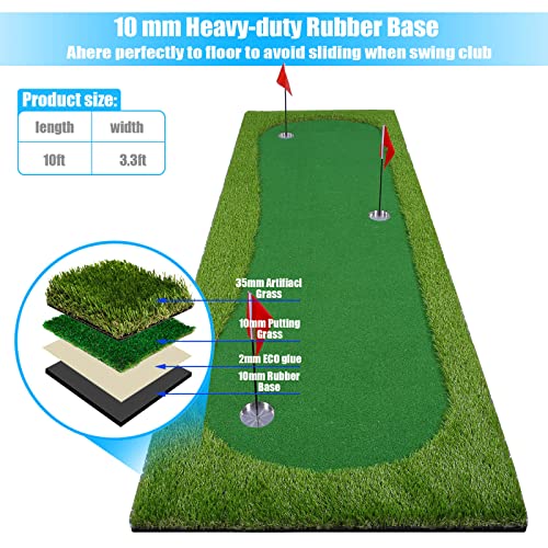 Boburn Golf Putting Green/Mat-Golf Training Mat- Professional Golf Practice Mat- Green Long Challenging Putter For Indoor/Outdoor… #TOP3