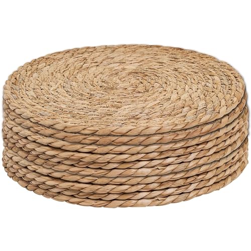 Image of 13.5'' Round Woven Placemats Set of 10, Boho Rattan Chargers for Dinner Plates, Round Rattan Placemats,for Dining Table,Wedding, Farmhouse,Outdoor and Christmas