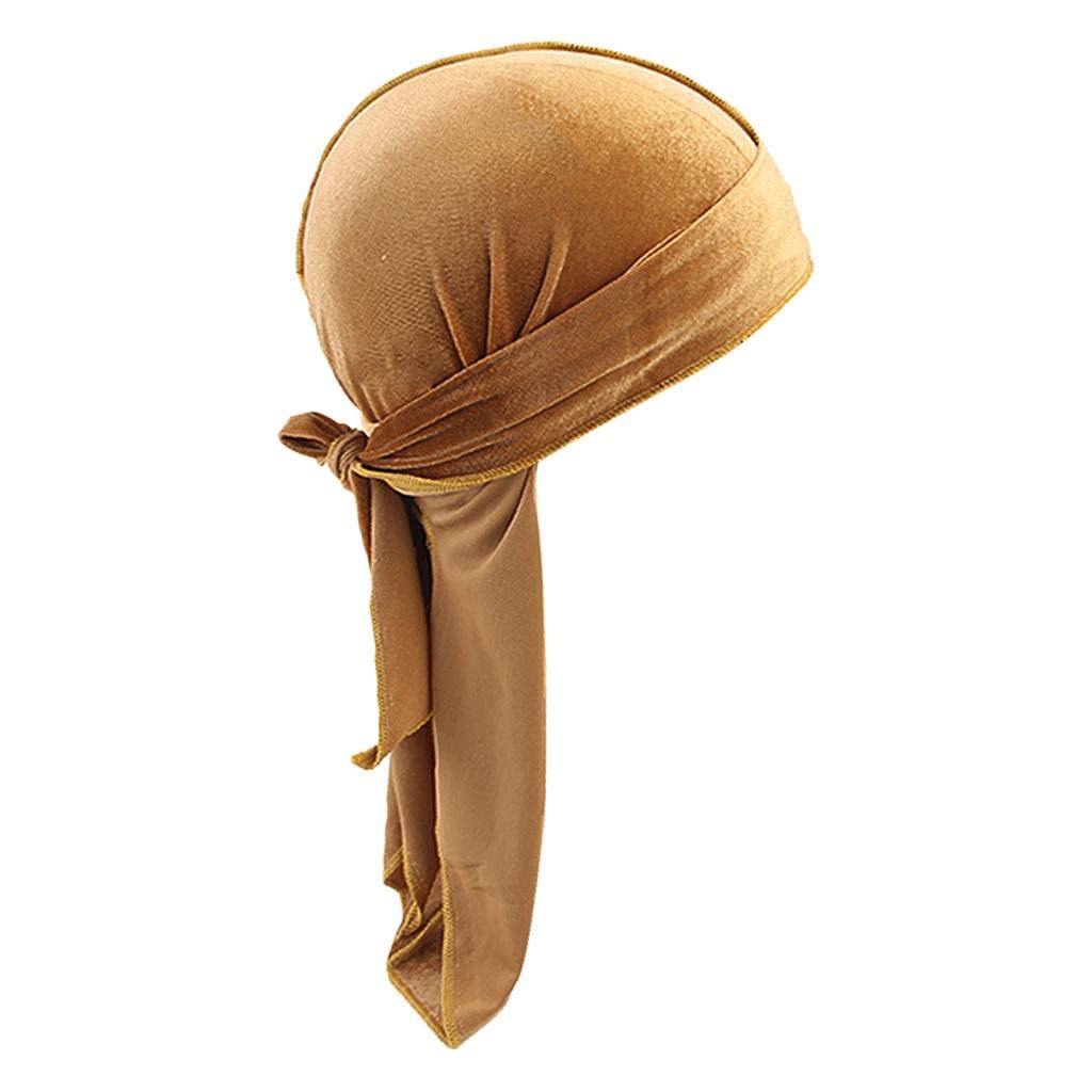 Men Lady Velvet Bandana Durag Headwear Silk Pirate Cap Wrap Hat Khaki'|Clothing, Shoes & Accessories | Mens Accessories | Hats'| Hats'|Hats'-image-39