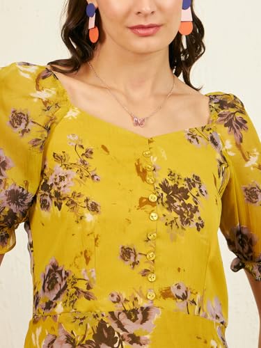 Image of Rare Women's Polyester Fit and Flare Maxi Casual Dress