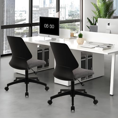 Image of CLATINA Armless Home Office Chair, Desk Chair with Wheels, Adjustable Height Reading Chairs, Small Swivel Computer Chair, Comfy Upholstered Task Chair for Office Meeting, Black(6 Pack)