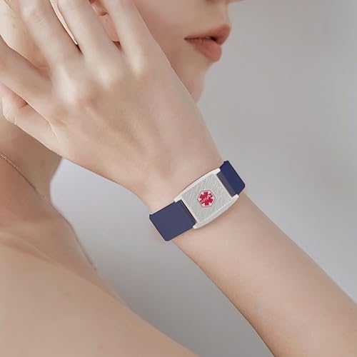 Miniatura 5 de Pulseras de identificación de alerta médica personalizadas para mujeres y niñas, pulseras de emergencia médica de acero inoxidable personalizadas