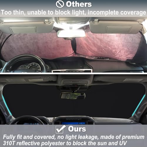Image of PIMCAR Windshield Sun Shade for Ford F150 2021-2026, Premium 310T Reflective UV Protection, Lightweight Foldable Sun Visor with Storage Pouch