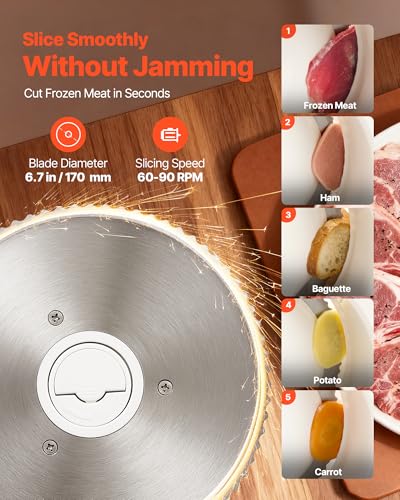 Image of VEVOR Meat Slicer, 6.7 inch Foldable Electric Cutter with Dual Security Lock
