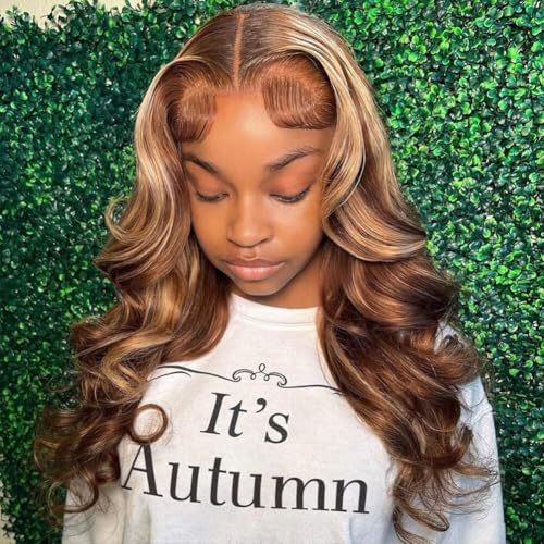 Image of Pizazz highlight body wave wigs human hair 22 Inch