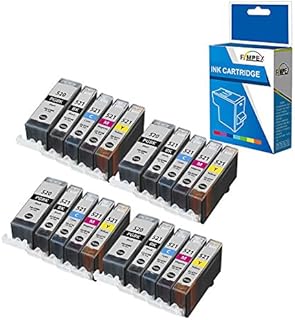 Fimpex Compatible Ink Cartridge Replacement for Canon Pixma iP3600 iP4600 iP4700 MP540 MP550 MP560 MP620 MP630 MP640 MP980 MP990 MX860 MX870 PGI-520/CLI-521 (BK/C/M/Y, 20-Pack)