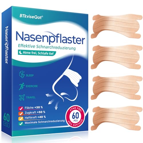 Nasenpflaster Schnarchen 60 Stück Schnarchstopper Nose Strips Anti Schnarch Lösung Nasenstrips für Bessere Atmen & Sport Nasal Strips Effektive Schnarchen Stopper Gegen Schnarchen Schnarchpflaster