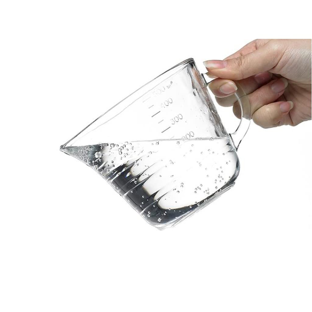 Taza medidora graduada de Gran Capacidad, Taza de Leche para Desayuno para niños, Taza de Agua para microondas Resistente al Calor de Vidrio Templado (500ml)