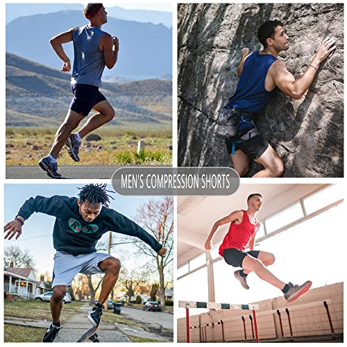 Eargfm Athletic Compression Shorts For Men Running Workout Underwear Spandex Shorts With Pockets Cool Dry Baselayer 3 Pack, Camo Green,White,Black, X-Large #TOP6