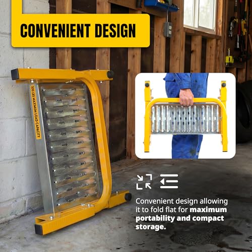 Image of MAXXHAUL 50694 21-1 /2 inch x 7.3 inch Adjustable Truck Tire Service Step with Non-Slip Platform Foldable 300-lb Capacity - Fits up to 31 inch Tire Diameter