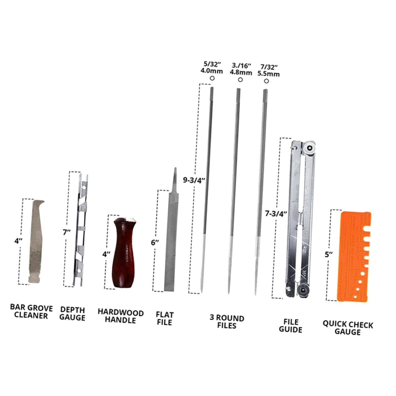 Métal Kit D'affûtage 10 Pièces de Tronçonneuse pour Chaînes