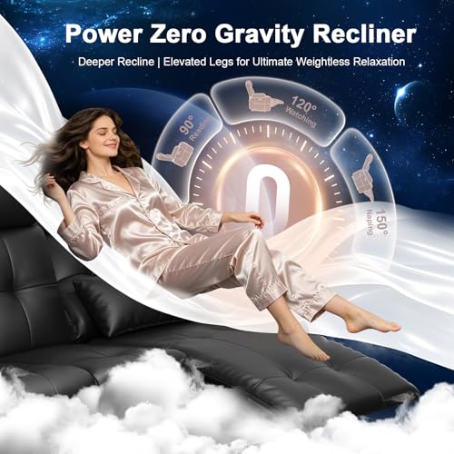 Image of Home Theater Seating, 3 Seat Power Recliner Sofa with Massage & Heat, Wall Hugger Reclining Loveseat with USB, RV Couch with LED Lights, Flip Backrest, Cup Holders for Movie Theater & Gaming Room