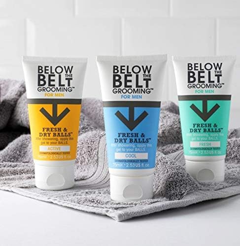 Below The Belt Grooming Fresh & Dry Balls Cool Balls, Intimate Deodorant For Men, Protects against Sweat, Odour and Chafing, Cool Mint Fragrance 75ml