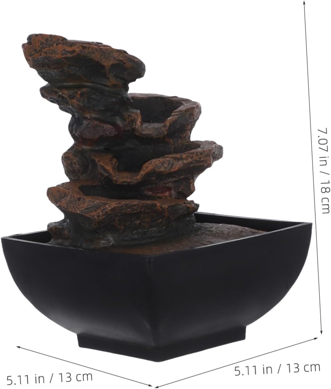 Relaxing Indoor Tabletop Water Fountain with LED Light and Soothing Sound Chinese Style Zen Garden Decor for Meditation and Home Office Sturdy Design with US Plug