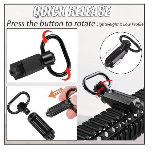 Two Point and Traditional Sling Swivel Mount Picatinny Rail Mount with 1.25\" Push Button QD Sling Swivels 2Pack - Thumbnail 3