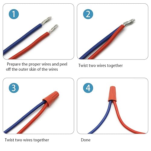 Miniatura 6 de 1000 piezas tuercas eléctricas de los conectores del alambre, terminales azules de la torsión del alambre de los casquillos de los resortes del