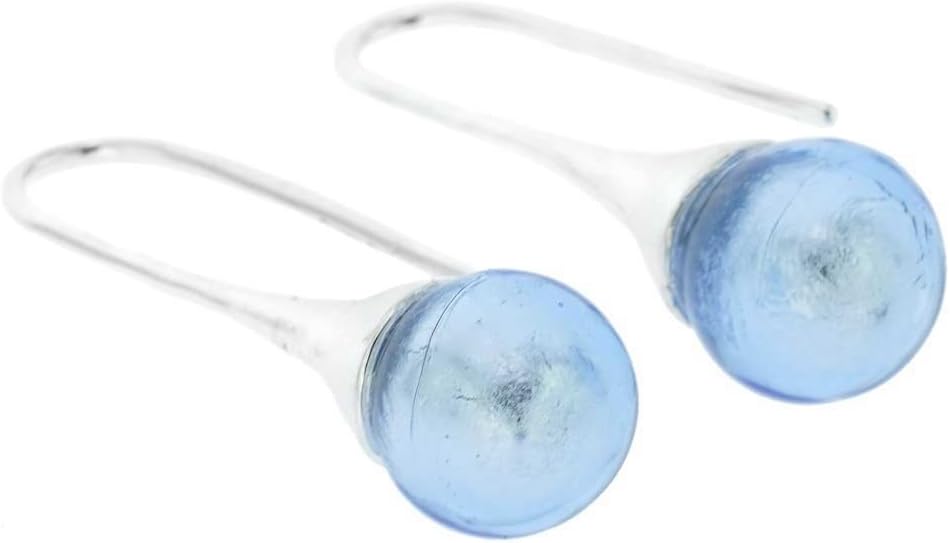 Glass Of Venice Murano Glass Drop Earrings - Blue Silver Ice
