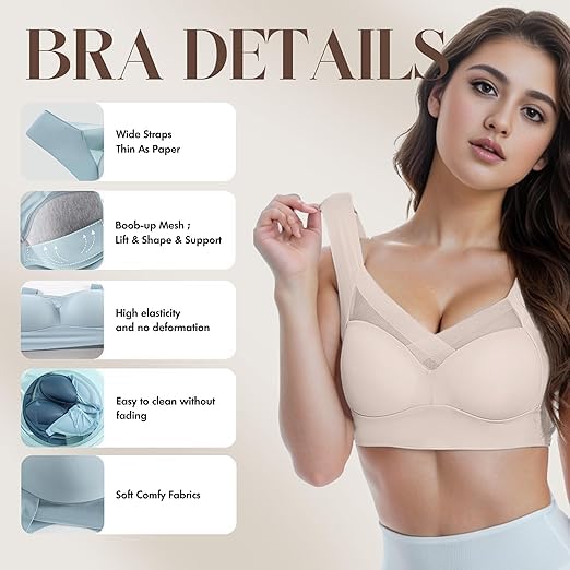Zen Chic Bra - Seamless Powerful Push Up Wireless Bra Lift Full-Figure Posture Correcting Bra Ice Silk Anti Sagging Bra