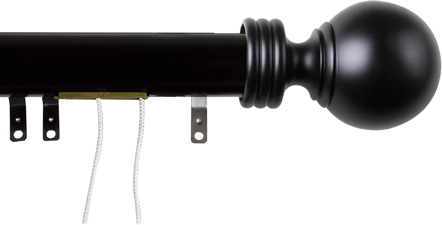 Sophia Decorative Traverse Rod w/Sliders 84-156 inch - Black