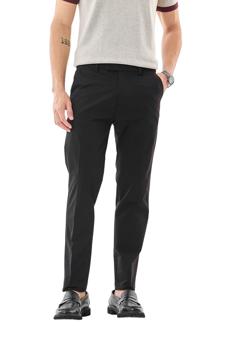 snitch Men Formal Trousers | Slim Fit Mid Rise Solid Design | Durable Cotton Blend & Smooth Texture for Office & Club Wear-picture-27