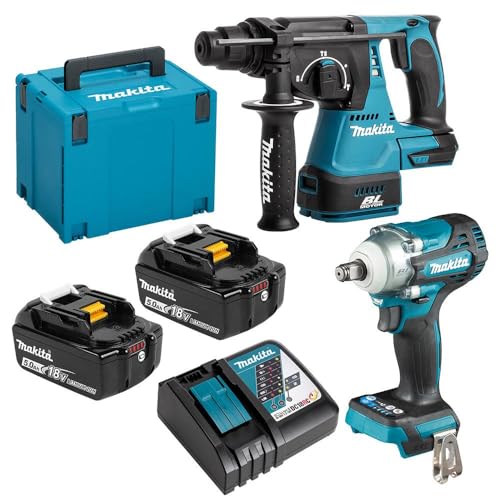 Makita Dlx2372Tj 18V Li-Ion Lxt 2 Pezzi Brushless Combo Kit Completo Di 2 X 5.0 Ah Batterie E Caricatore Fornito In Una Custodia Makpac