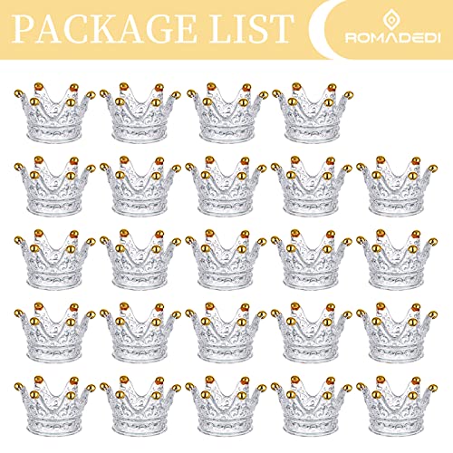 Romadedi Tea Light Candle Holders Glass - 24Pcs Crown Deocr Table Centerpiece Tealight Holder Clear Bulk For Votive Candles Dinner Wedding Party Christmas Decoration, Gold #TOP4