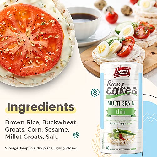 LIEBERS Rice Cakes, Kosher Certified Snack, Dairy Free, Wheat Free, Gluten Free, And Vegan options (pack of 3) (Multi Grain) - Thumbnail 6