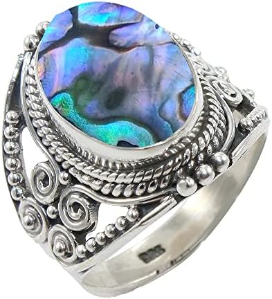 Fine Sterling Silver Ring For Women &s Abalone Shell Ring Sterling Silver Minimalist Ring Bezel Set Gemstone Ring