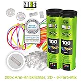 [page_title]-KNIXS Knicklichter inkl. 200x 2D-Verbindern, 4x Kreisverbinder, 4x 7-Loch-Verbinder im 6-Farb-Mix, in Profiqualität für Party, Festival, Geburtstag oder als Dekoration