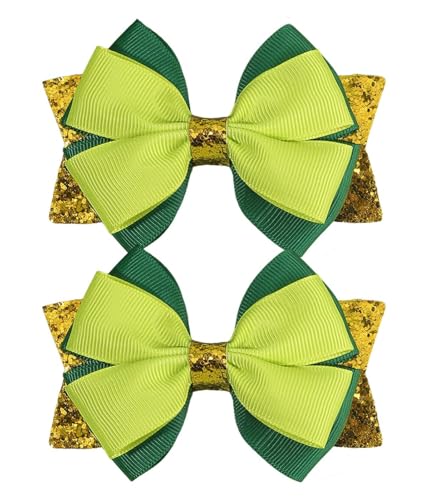 Broche para cabello con moño brillante verde dorado para mujeres y niñas, accesorios para el Día de San Patricio miniatura 1