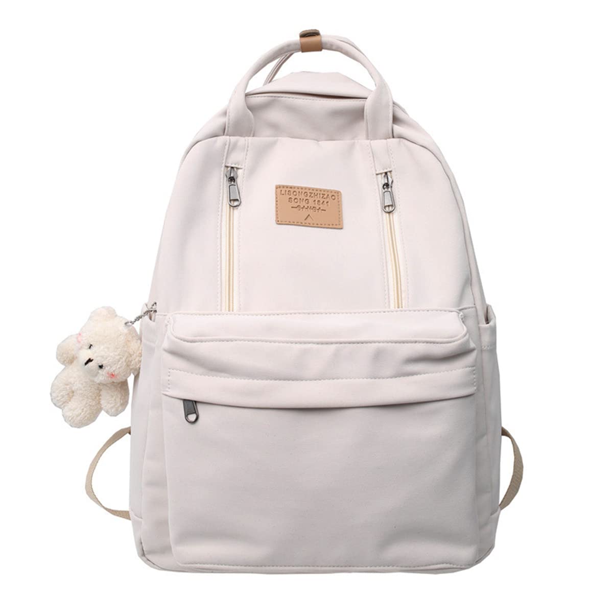 GAXOS Cute Backpack for School Aesthetic Backpack Purse for Women Girls White Book Bag Korea Style Bookbag