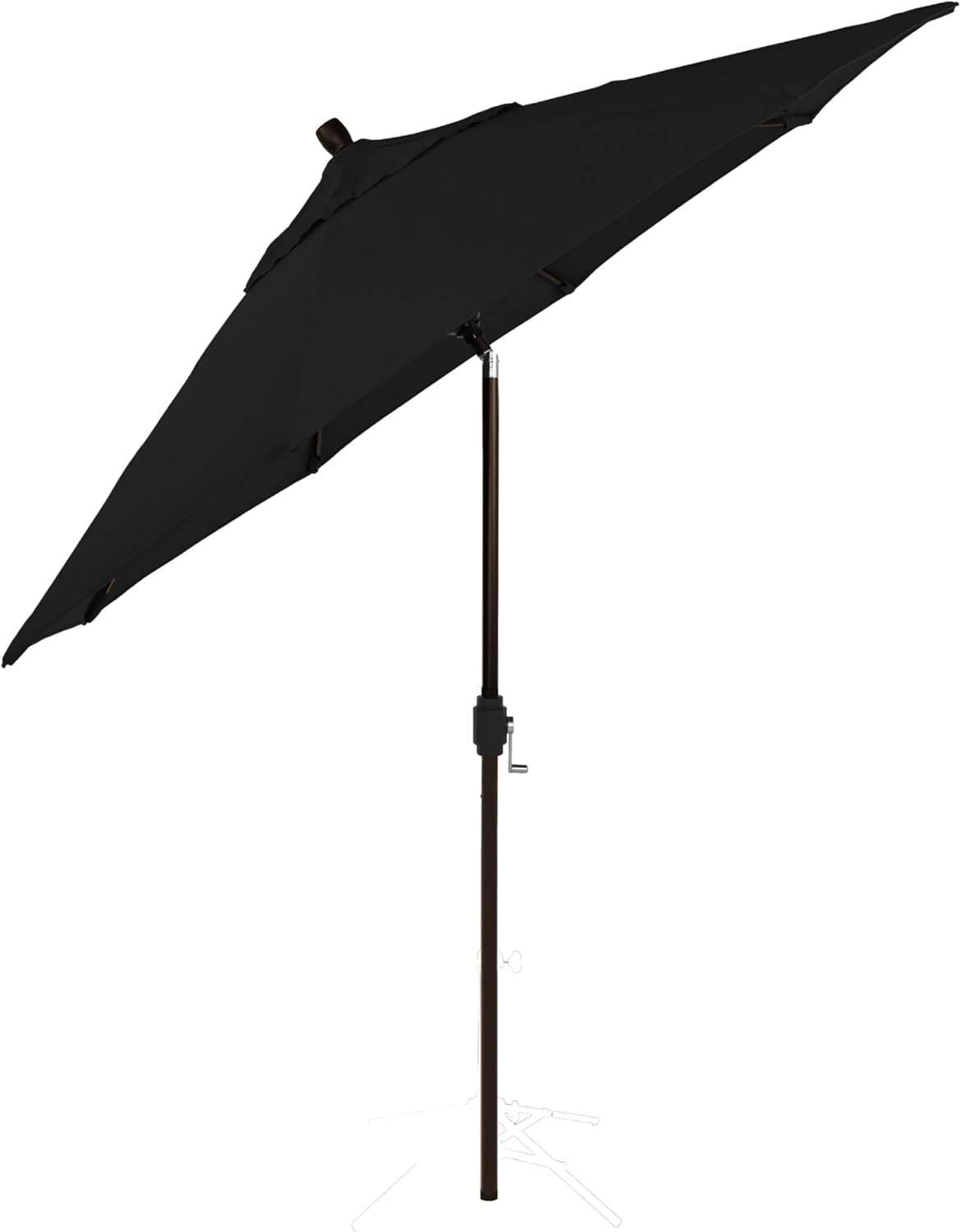 California Umbrella 12-Year-Non-Fading, 9Ft Premium Sunbrella Patio Umbrella, Hand-Crank, Button-Tilt, Bronze Frame, Black Fabric