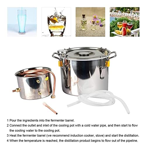 Anzaga Kit Distillatore Di Olio Essenziale - Attrezzatura Per Distillatore Domestico Olio Essenziale Fai-Da-Te Dai Fiori,8 L/2 Gal - 5
