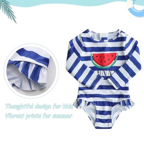 Image of Baby and Toddler Girls One Piece Rash Guard Swimsuits for Girls Long Sleeve Swim Shirts with Sun Protection