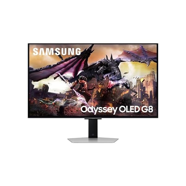 SAMSUNG 32-Inch Odyssey OLED G8 (G80SD) Series 4K UHD Smart Gaming Monitor, 240Hz 0.03ms, G-Sync Compatible, Glare-Free Display, Gaming Hub, Sleek Metal Design, 3 Year Warranty, LS32DG800SNXZA, 2024
