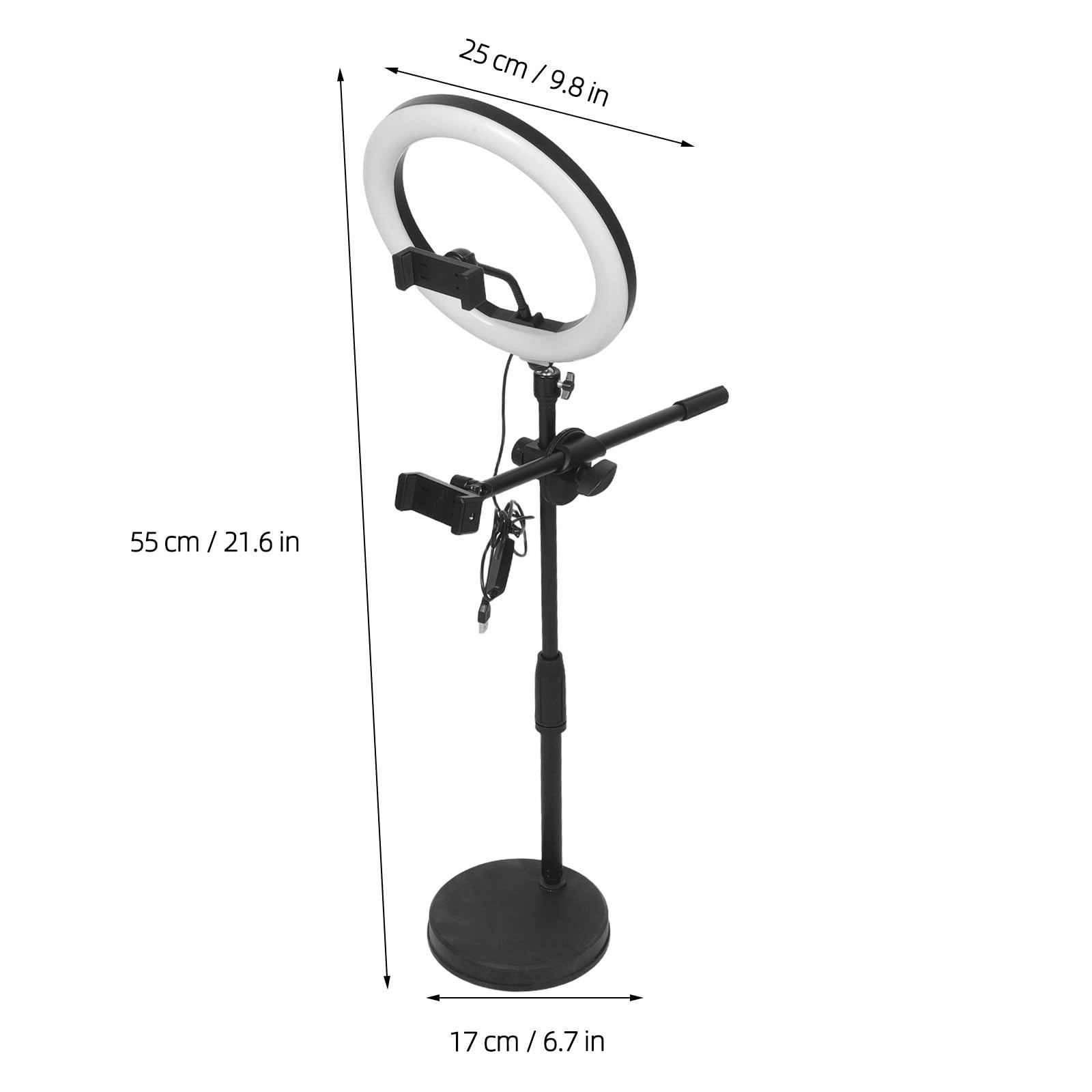 ibasenice Lampa pierścieniowa LED z uchwytem na telefon, 10-calowa lampa do