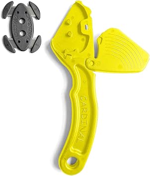 Cardinal Switch Safety Box Cutter Knife with Replaceable Cartridge and Carbon Steel Blade, Lightweight Box Cutter and Package Opener for Carton, Shrink Wrap, Plastic Straps, Zip (Yellow)