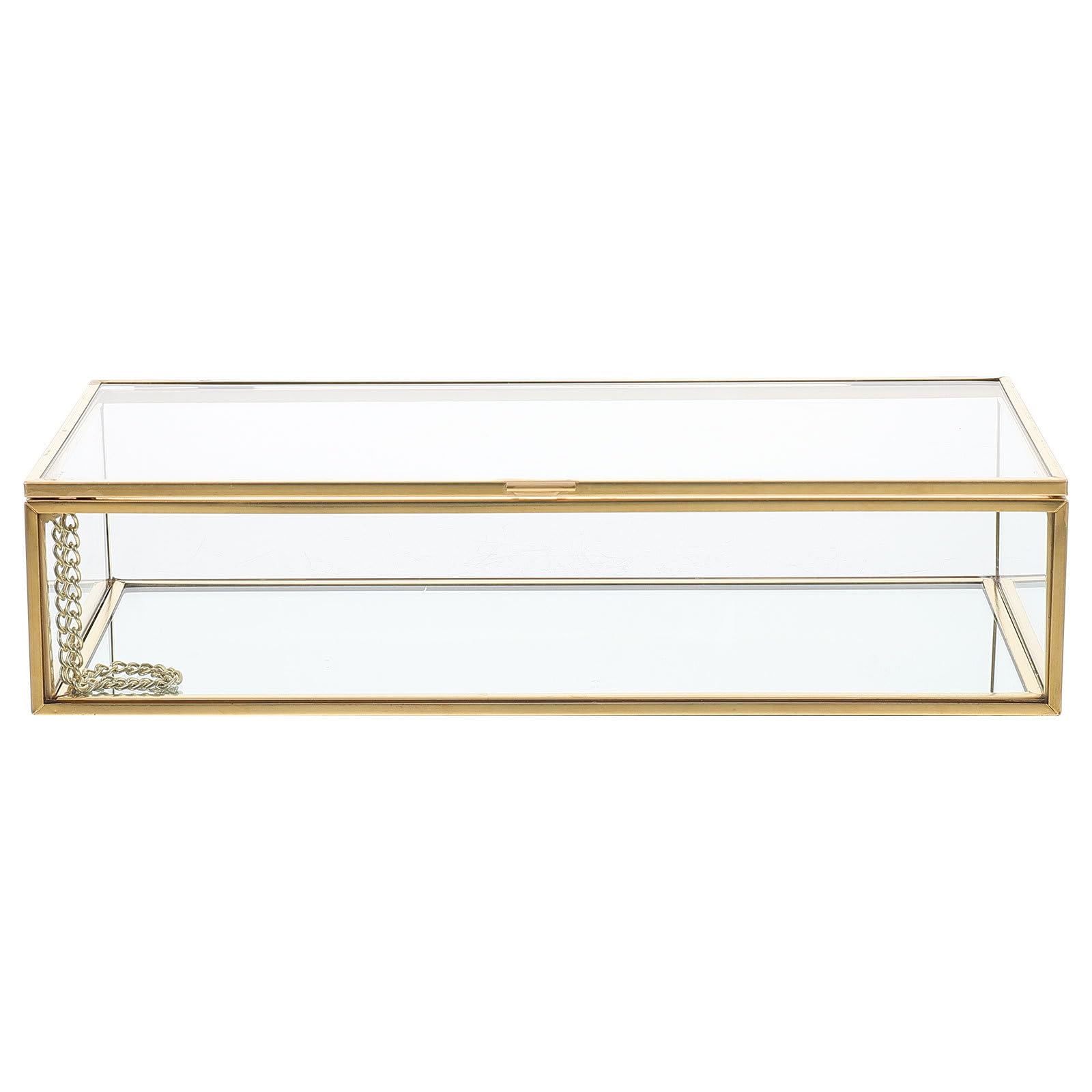 BETOOKY Transparente Schmuckbox aus Glas mit Deckel für Reisen, Gold | Kupferrahmen, Kompakt und Tragbar, Mehr Stauraum, für Juweliergeschäft und Unterwegs
