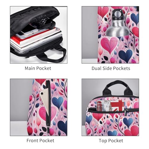 Backpack 14.7 inch Lightweight Large Bookbag Beautiful Heart Shape Daypack for Travel Office Work3