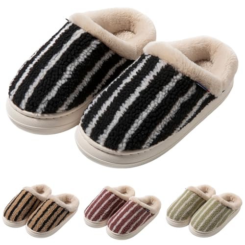 Women House Fuzzy Slippers Slip-on Memory Foam Indoor Outdoor Comfortable Soft Slides Unisex Home Cozy Shoes Winter Warm Plush Bedroom Shoes with Fleece Lining Comfy Trendy Slippers